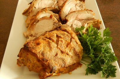 Spanferkelkeule/-rücken mit Sanddorn-/Hagebuttensauce